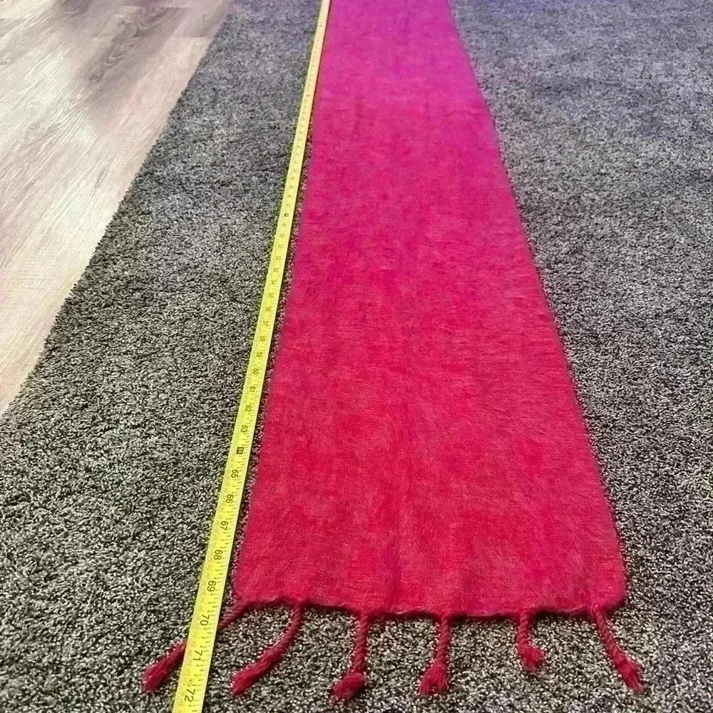 Red Sherpa woman’s scarf.69.5 “ x 11.5”.Beautiful red color w/ lots of character